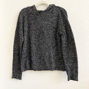 Teaberry & Weave Womens Hooded Sweater Black White Long Sleeve Medium